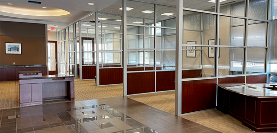 A view of the semi-private office spaces at 8303 Douglas Avenue.